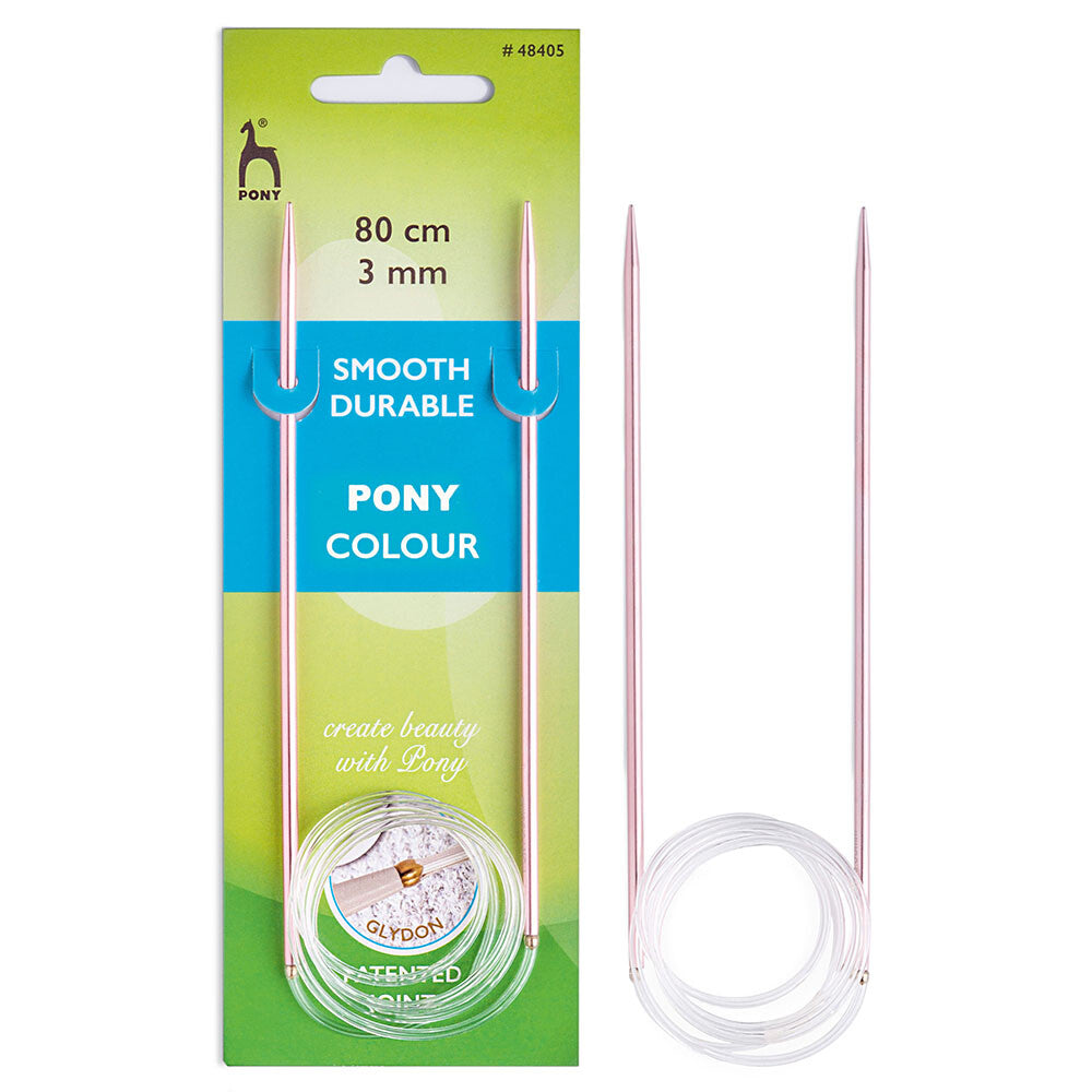Pony Colour 3 mm 80 cm Misinalı Örgü Şişi - Pembe - 48405